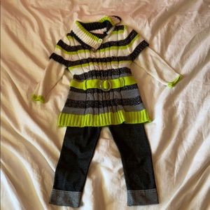 Glittery striped sweater and jegging pants set